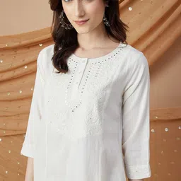 Melange by Lifestyle Women Printed Thread Work Kurta-image-79