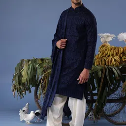 KALPRAAG Embroidered Mandarin Collar Straight Thread Work Kurta With Patiala And Dupatta image 5