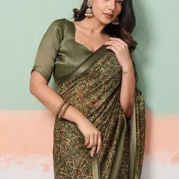 Rekha Maniyar Ethnic Motifs Zari Tissue Handloom Block Print Saree image 5