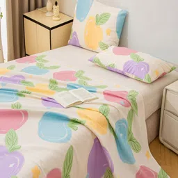 JC HOME Purple & Blue Printed 140 TC King Bedsheet Set 2.5 m x 2.3 m image 2