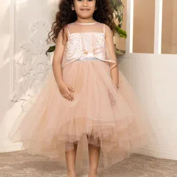 Toy Balloon kids Girls Solid Embellished Sequined Round Neck Fit & Flare Knee Length Dress-picture-29