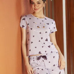 Zeyo Women Conversational Printed Pure Cotton Night suit-picture-38