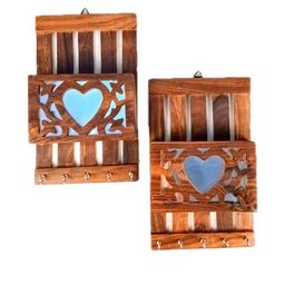 apka mart Pack of 2 Brown Welcome Key Holder With Letter Box For Wall Decor-picture-9