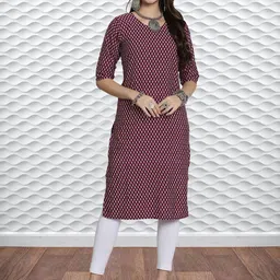HERE&NOW Selection Of 3 Bandhani Printed Round Neck Straight Kurtas image 2