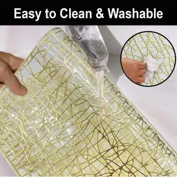 LUXEHOME INTERNATIONAL Gold-Toned & White 2 Pieces Printed Anti-Skid Table Placemats image 3