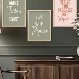 Kotart Brown & Green 3 Piece Wood Abstract Wall Paintings-image-67