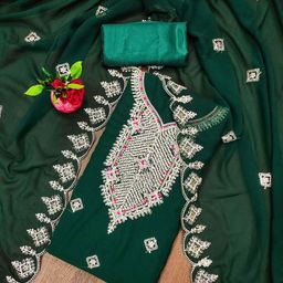 SAINOOR Embroidered Sequinned Silk Georgette Unstitched Dress Material-picture-16