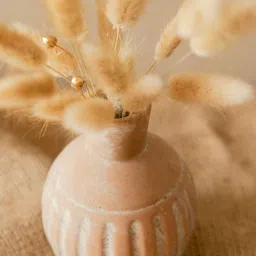 ArteCasa Rustic-Brown Striped Vase With Bunny Tail Bunch image 3