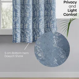 haus & kinder Evening Grace Grey & White 2 Pieces Floral Room Darkening Window Curtains image 5