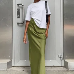 KPOP Mid Rise Maxi Straight Skirts-picture-40