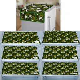 E-Retailer 7-Pcs Green & White Printed Refrigerator Covers-image-83