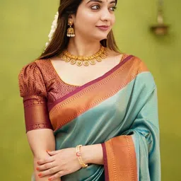 CANIZZARO Woven Design Zari Silk Blend Banarasi Saree image 3