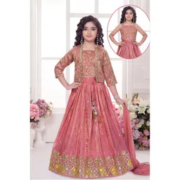 Lagorii Girls Embroidered Semi-Stitched Lehenga & Blouse With Dupatta-picture-43