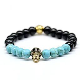 SANAA CREATIONS Unisex Crimson Stone Onyx & Red Jasper Stones Studded Elasticated Bracelet image 3