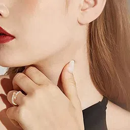 Thrillz Rose Gold-Plated Cubic Zirconia-Studded Adjustable Finger Ring image 3