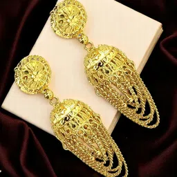 FEMMIBELLA Gold-Plated Dome Shaped Ornate Layered Jhumkas-image-38