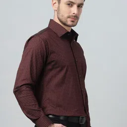 Hancock Men Classic Fit Micro Checked Spread Collar Formal Shirt image 5