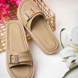 JM Looks Women Slip-On Buckle Sandals with Cushioned Sole-image-74