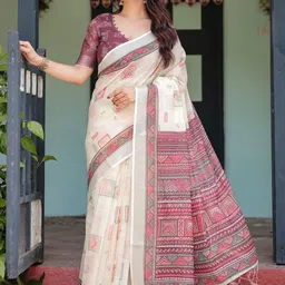 ALMAARI FASHION Pure Linen Banarasi Saree-picture-14