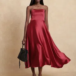 RAREISM Women Somfar Primary Red Bandeau Midi Dress-picture-31