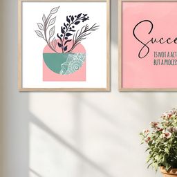 Kotart White & Pink 2 Pieces Boho Wooden Wall Arts-picture-11