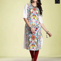 Moda Rapido Pack Of 2 Ethnic Motifs Printed Round Neck Straight Kurtas-picture-13