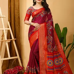 KAYOMMI Kalamkari Zari Banarasi Saree-image-1