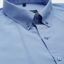 English Navy Men Button-Down Collar Solid Slim Fit Formal Shirt image 2