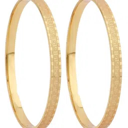 TwinStar Jewellers Set of 2 Gold-Plated Intricate Textured Details Bangles image 5
