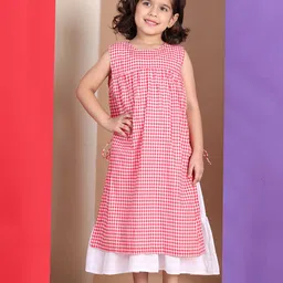 Baawri Girls Checked Fit & Flare Midi Dress-picture-19