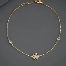 Kushal's Fashion Jewellery Gold Plated Zircon Studded Anklet-picture-15
