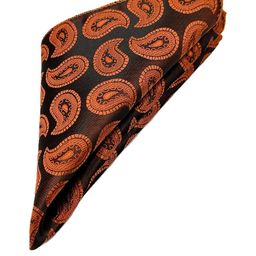 VOICI Men Brown and Orange Paisley Pocket Square-picture-25