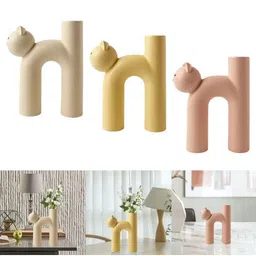 ArteCasa Vanilla Ice White & Pink 3 Pieces Printed Tabular Cat Flower Vases image 4