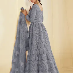 Aika Women Embroidered Net Fit & Flare Maxi Dress image 2