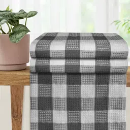 Athom Living Grey & Black 3 Pieces Cheked Cotton 210 GSM Bath Towels-image-58
