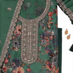 KULEESH Floral Printed Sequinned Chinon Unstitched Dress Material-picture-10