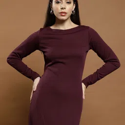 athena Women Bodycon Maroon Maxi/Full Length Dress image 5