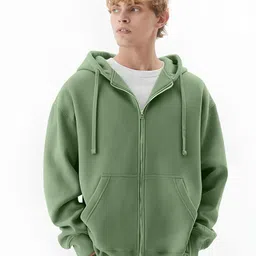 maniac Men Full Sleeve Solid Hooded Sweatshirt image 2