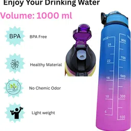 shiva traders Gradient Water Bottle | BPA Free | Leak Proof | Lightweight Plastic 1000 ml Water Bottle image 5