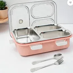 krianansh Stainless Steel 3-Compartment Lunch Tiffin Carrier 3 Containers Lunch Box 800 ml 3 Containers Lunch Box image 1