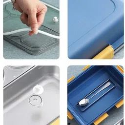 tnkhouse Premium 3 Compartment Stainless Steel Lunch Box 3 Containers Lunch Box image 4