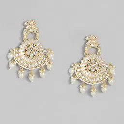 Peora Gold-Plated Kundan Circular Chandbalis Earrings-image-68