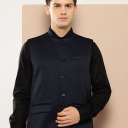INVICTUS Self-Design Slim Fit Formal Nehru Jacket-picture-5