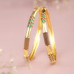 AARSHVI Set of 2 Gold-Plated American Diamond CZ Bangles-picture-32
