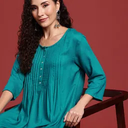Anouk Women Solid A-Line Kurta image 3
