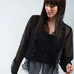 Sera Self Design Tie-Up Shrug image 4