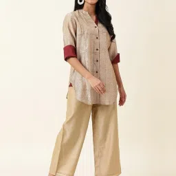 Fabindia Beige & Maroon Printed Tunic image 5