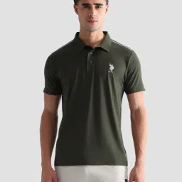 u.s. polo assn. Uspa Sport Olive Regular Fit Sports Polo-picture-44
