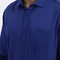showoffff Showoff Blue Linen Slim Fit Shirt image 5
