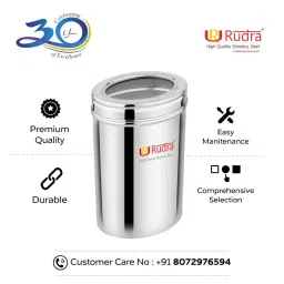 Rudra Silver Stainless Steel Container with See Through Lid image 5